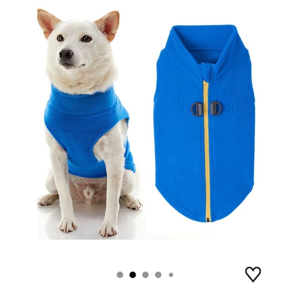 Gooby Blue Fleece Dog Jacket Small Step-In Vest with Dual D-Ring